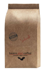 Load image into Gallery viewer, Sidewalk Blend coffee bag in natural brown kraft paper, featuring a rolled top and printed coffee bean logo
